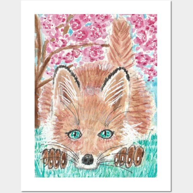 Cute baby fox  painting Wall Art by SamsArtworks